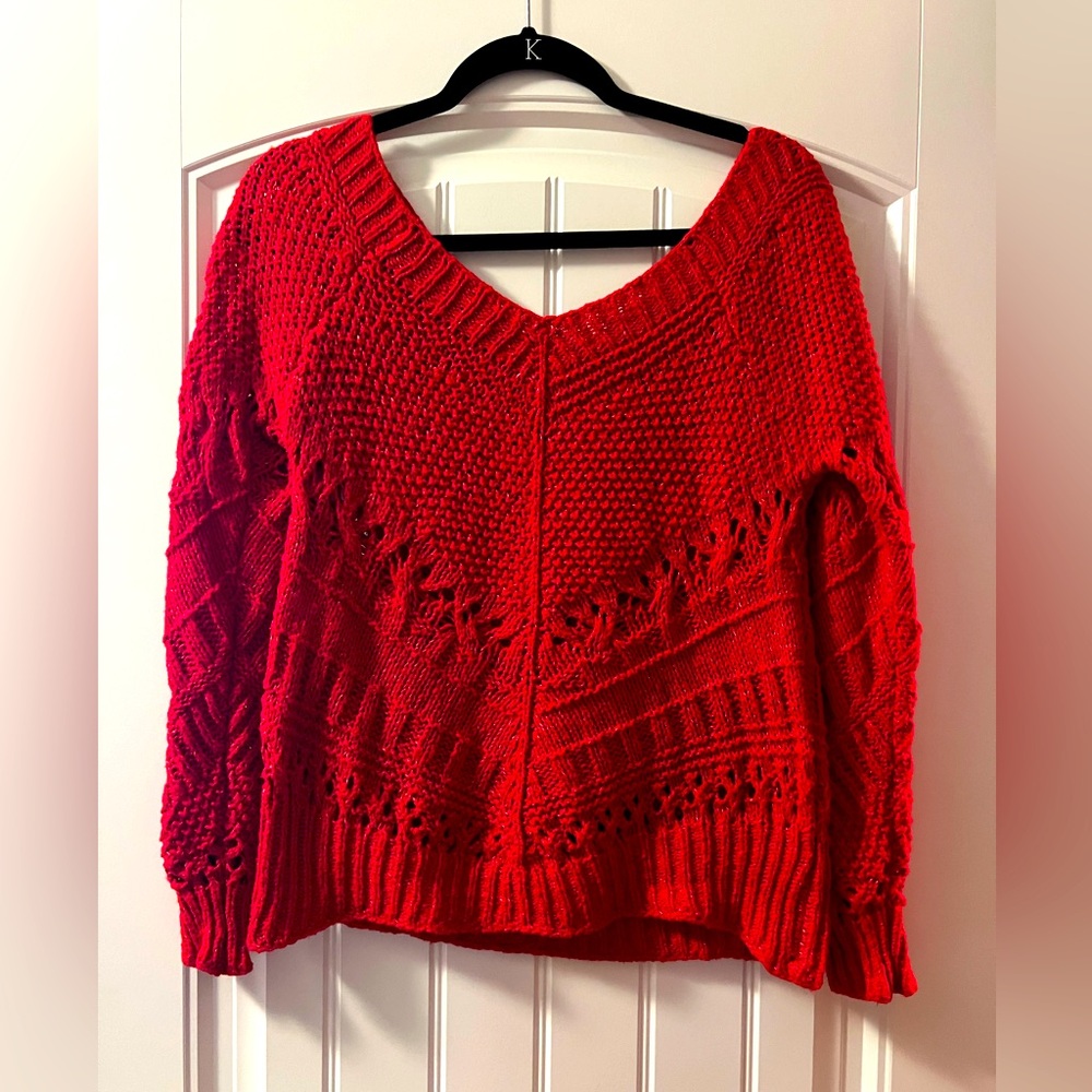 Red Crochet Looking Sweater